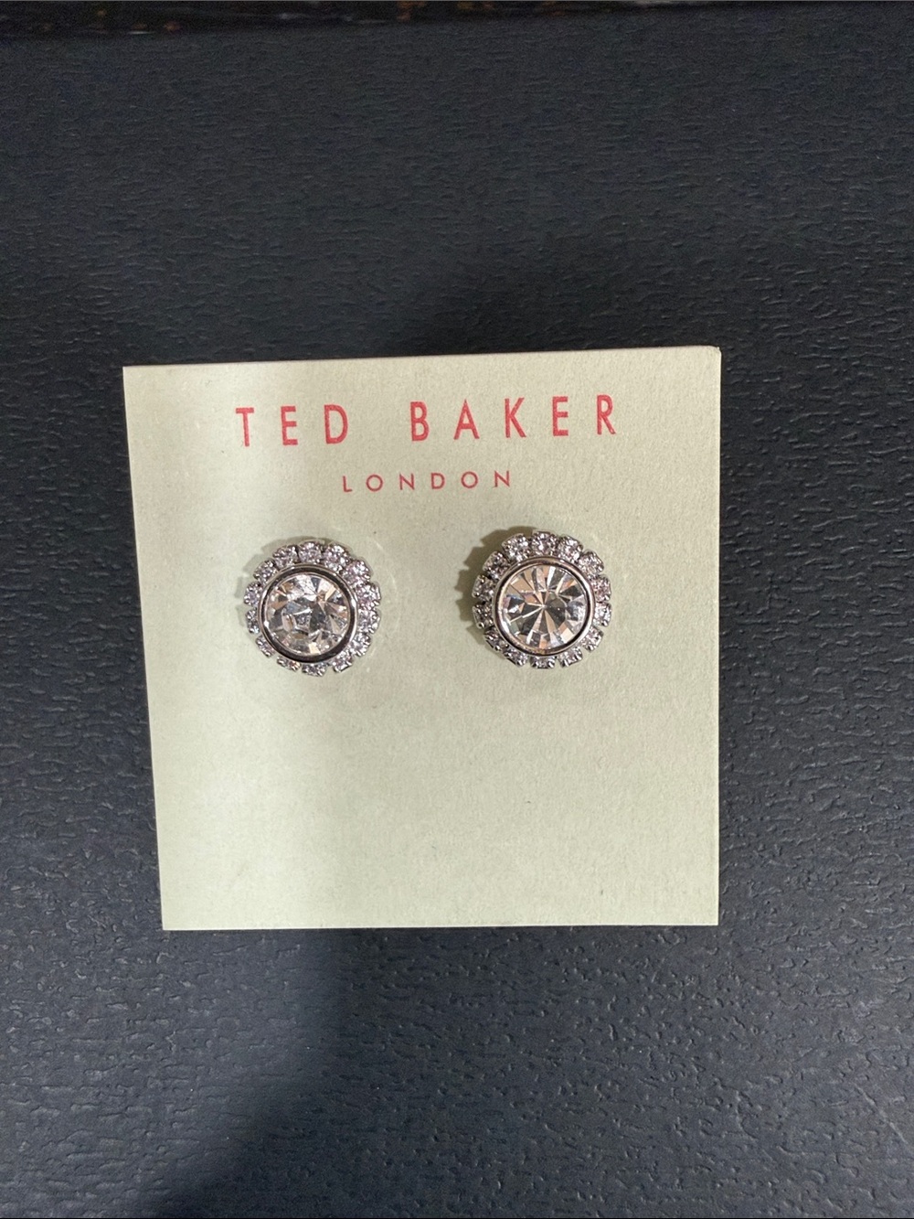 Ted Baker Silver Crystal Halo Stud Earrings - Clear & Silver